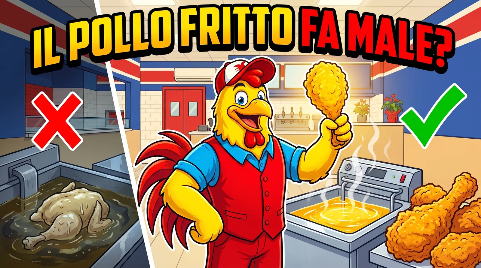 Il pollo fritto fa male? Pollo giallo italiano fritto al momento in olio pulito da Bully Chicken a Torino